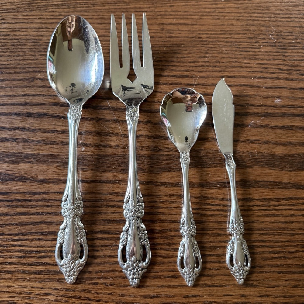 Vintage Oneida Raphael Distinction Deluxe Stainless Steel Serving Set Of 4